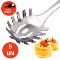 Pegador Para Massas Macarrão E Salada Tipo Concha 32Cm Dentado e Serrilhado 100% Aço Inox Durável