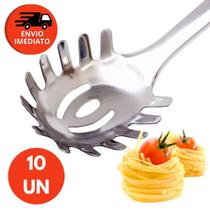 Pegador Para Massas Macarrão E Salada Tipo Concha 32Cm Dentado e Serrilhado 100% Aço Inox Durável
