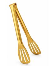 Pegador Pinça Dourado Aço Inox Salada Doces Carnes Bolos