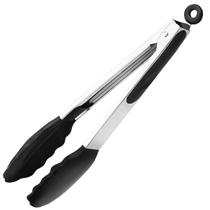 Pegador Silicone Churrasco Salada Cozinha Pinça Culinária 30cm Preto