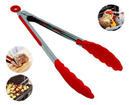 Pegador Silicone e Inox Carne Churrasco Salada Pinça 30cm Pegador Silicone e Inox Carne Churrasco Salada Pinça 30cm