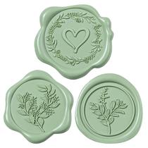 Pegatinas de Sello de Cera Uwilowe 60 Piezas Verde Salvia 3 Diseños 3cm