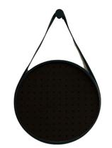 Pegboard Adnet Preto Couro Preto Fundo Preto 40 Cm Redondo