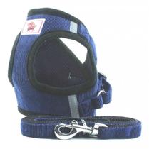 Peitoral colete com reforço para cães até 1,5kg + guia - azul