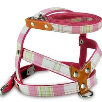 Peitoral com Guia AMF Cães Xadrez Rosa - Tamanho 3 Peitoral com Guia AMF Cães Xadrez Rosa - Tamanho 3