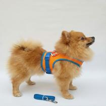Peitoral Com Guia Cachorro Snob Dog Laranja Azul Macho Peitoral Com Guia Cachorro Snob Dog Laranja Azul Macho