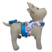 Peitoral Guia Cachorro Snob Dog Pluto Azul Macho