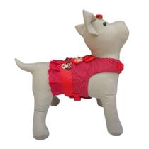 Peitoral Guia Cachorro Snob Dog Poá Minnie Vermelho Fêmea