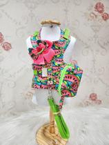 Peitoral Melancia com Porta Cata Caca para cachorro Tamanho:G Peitoral Melancia com Porta Cata Caca para cachorro Tamanho:G