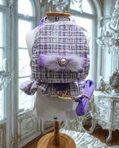 Peitoral Mochila Tweed Lilás para cachorro e gato Peitoral Mochila Tweed Lilás para cachorro e gato