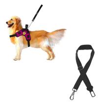 Peitoral Para Cachorro De Porte Grande Com Cinto De Segurança Pet Veicular Coleira Ajustável Com Guia Para Cães - D'DUZZA MIX/CANIL