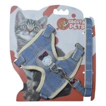 Peitoral para Gatos Jeans Azul - P Peitoral para Gatos Jeans Azul - P