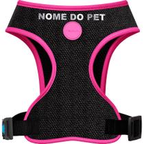 Peitoral personalizado meuauau neon rosa - nome do pet