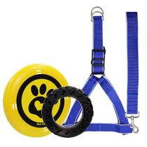Peitoral Reforçado Para Cachorro Grande e Brinquedos Mordedor Frisbee