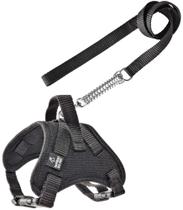 Peitoral Stillo Preto confortável, resistente com guia para cachorros