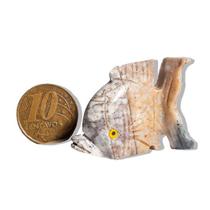 Peixe Cinza Esculpido Bicho Pedra Dolomita Média 5cm