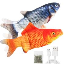 Peixe Elétrico de Pelúcia Senneny - Pacote com 2 Brinquedos Realistas para Gatos