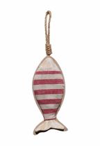 Peixe em Madeira com Tecido Decorativo Praia Marítimo 16,5cm Cor:Rosa