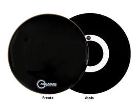 Pele Aquarian Regulator Resonant Black 20 RF20BK resposta de bumbo com anel controlador central Pele Aquarian Regulator Resonant Black 20 RF20BK resposta de bumbo com anel controlador central