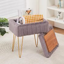 Pele de vison sintética Otomana Wimarsbon de armazenamento com pernas de metal cinza Pele de vison sintética Otomana Wimarsbon de armazenamento com pernas de metal cinza