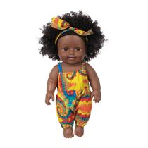 Pele negra africano bebê preto bonito cabelo encaracolado saia de renda 12 polegadas vinil bebê brinquedo