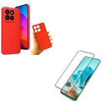 Película 3D Curva Tela Toda Moto Edge 60 Pro + Capinha Aveludada Case Vermelho