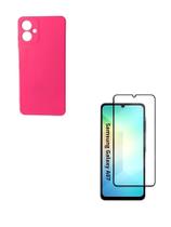 Película 3D de Vidro + Capinha Aveludada Silicone Rosa Pink Para Galaxy A07 5G Película 3D de Vidro + Capinha Aveludada Silicone Rosa Pink Para Galaxy A07 5G
