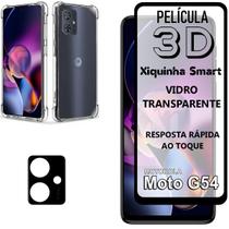 Película 3D de Vidro Para Moto G54+ Câmera 3D + Capa Capinha Case - Xiquinha Smart