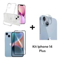 Película 3D De Vidro + Película de Câmera + Capa Capinha Anti Impacto Para Iphone 14 PLUS