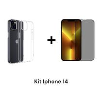 Película 3D De Vidro Privacidade + Capa Capinha Anti Impacto Para Iphone 14