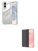 Película 3D de Vidro Privacidade + Capa Silicone TPU Para Galaxy S25 EDGE Película 3D de Vidro Privacidade + Capa Silicone TPU Para Galaxy S25 EDGE