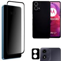 Película 3D Para Motorola Moto G24 + Película da Câmera + Capa Capinha Case - Preta