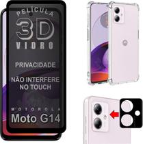 Película 3D Pr + Câmera 3d + Capinha Para Motorola Moto G14