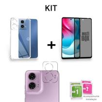 Película 3D Privacidade + Capa Transparente Anti Impacto para Moto G04 + Película de Câmera Película 3D Privacidade + Capa Transparente Anti Impacto para Moto G04 + Película de Câmera