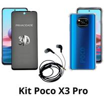 Película 3D Privacidade de Vidro + Capa TPU Transparente + Fone de Ouvido para Xiaomi Poco X3 Pro Película 3D Privacidade de Vidro + Capa TPU Transparente + Fone de Ouvido para Xiaomi Poco X3 Pro