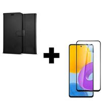 Película 3D Vidro + Capa Capinha Carteira Flip Para Samsung Galaxy A55 Cor:Preto - Mbox