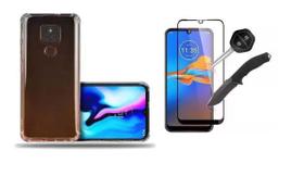 Película 3D Vidro + Capa Case Anti Impacto para Motorola Moto E7 Plus