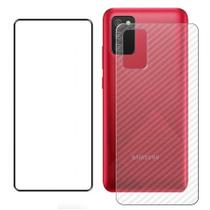 Película 3D Vidro Galaxy A02S + Película Traseira Fibra de Carbono Anti-Riscos