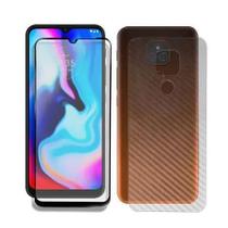 Película 3D Vidro + Verso Fibra Carbono Motorola Moto E7 Plus