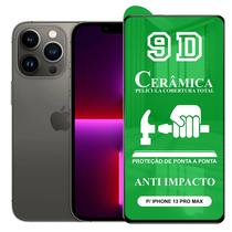 Película 9D Cerâmica iPhone 13 Pro Max - Protetora Anti Impacto Queda Flexível Nano Gel