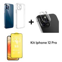 Película 9D Fosca + Película Câmera + Capinha Anti Impacto Capa Para Iphone 12 PRO