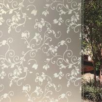 Pelicula Adesiva Eletrostatica 3D para Porta de Vidro Jateado Galhos e Flores 210x200cm
