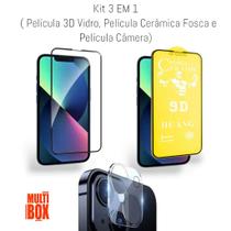 Película Cerâmica Fosca + Película 3D Vidro + Película Câmera Traseira Para Iphone 14