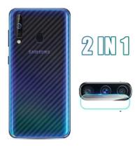 Pelicula da Camera Galaxy A20s + Skin Verso Fibra Carbono