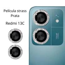 Película da Câmera Strass Diamante Prata para Redmi 13C