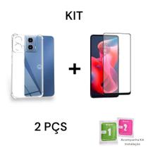 Película De Cerâmica 9D Fosca Flexível + Capa Capinha para Moto G24 Anti Impacto Transparente