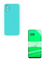 Película de Cerâmica 9D para Galaxy A07 5G + Capinha Case Silicone Verde água