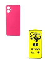 Película de Cerâmica Fosca + Capa Case Aveludada Rosa Pink Para Galaxy A07 5G