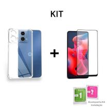 Película De Cerâmica Fosca Flexível + Capa Capinha Anti Impacto Transparente Para Moto G04