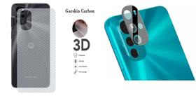 Película De Hydrogel Gel P/ MOTO G52 + Pelic Da Lente Câmera + Película Fibra Carbono Verso